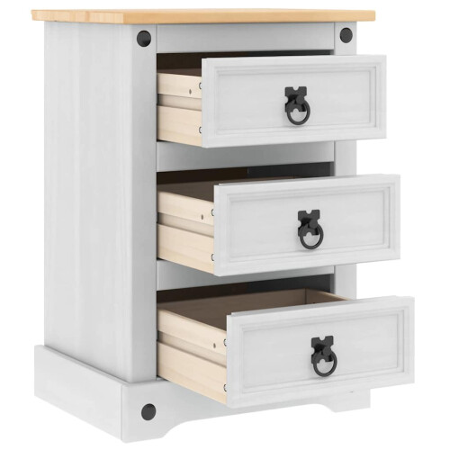 VidaXL vidaXL Bedside Table Corona White 45 x 35 x 64 cm Solid Pine Wood 2