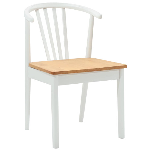 VidaXL vidaXL Dining Chair 2 pcs White and natural Solid Rubberwood 1