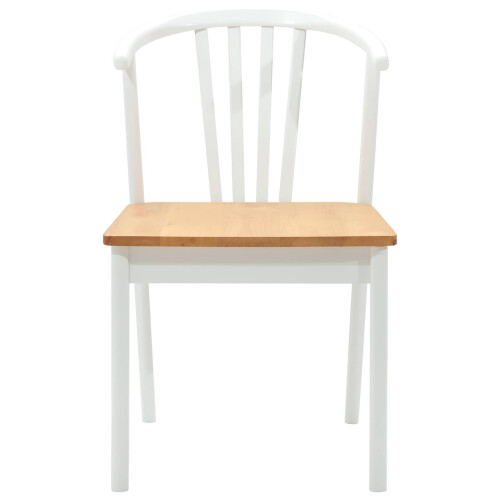 VidaXL vidaXL Dining Chair 2 pcs White and natural Solid Rubberwood 2