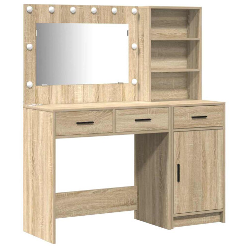 VidaXL vidaXL Dressing Table with Mirror Lights 2 pcs Brown Engineered Wood 2