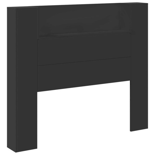 VidaXL vidaXL Storage Headboard with LED Black Engineered Wood 1