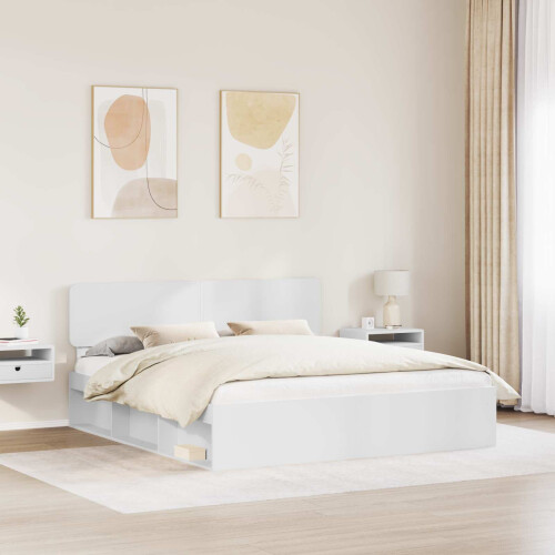 VidaXL vidaXL Bed Frame with Headboard White 180 x 200 cm Solid Pine Wood 2