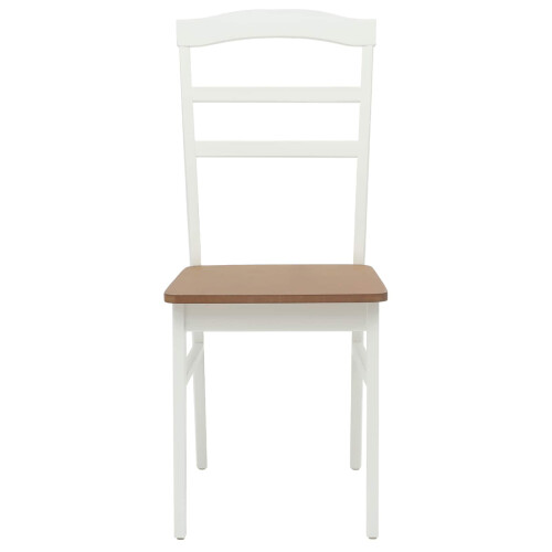 VidaXL vidaXL Dining Chair 2 pcs White and Natural Solid Rubber Wood 1