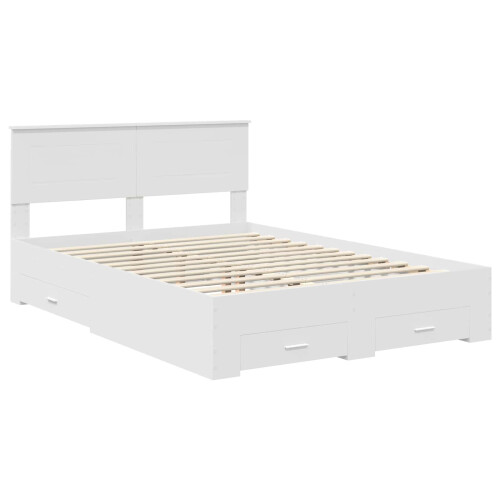 VidaXL vidaXL Bed Frame with Headboard White 160 x 200 cm Engineered Wood 2