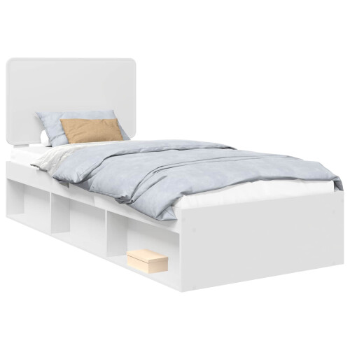 VidaXL vidaXL Bed Frame with Headboard White 90 x 190 cm Solid Pine Wood 1