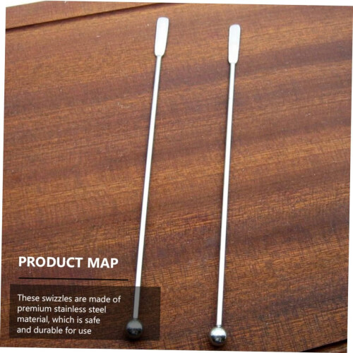 Stainless Cocktail Sticks Αναδευτήρας από ανοξείδωτο ατσάλι Swizzle Stick 6τμχ Σετ 2