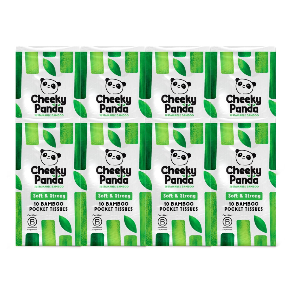 The Cheeky Panda Bamboo Pocket Tissues, 8 Pack Of 10 Hypoallergenic
