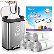 Teivio 3 Liter Small Bin Liners with Tie Tap, 88 Counts Strong