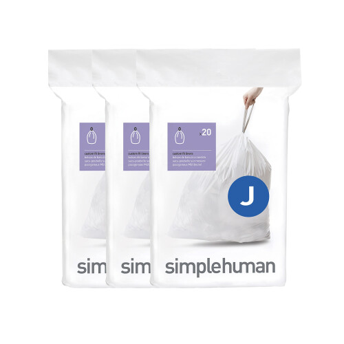 simplehuman CW0259 code J Custom Fit Bin Liner Bulk Pack, White