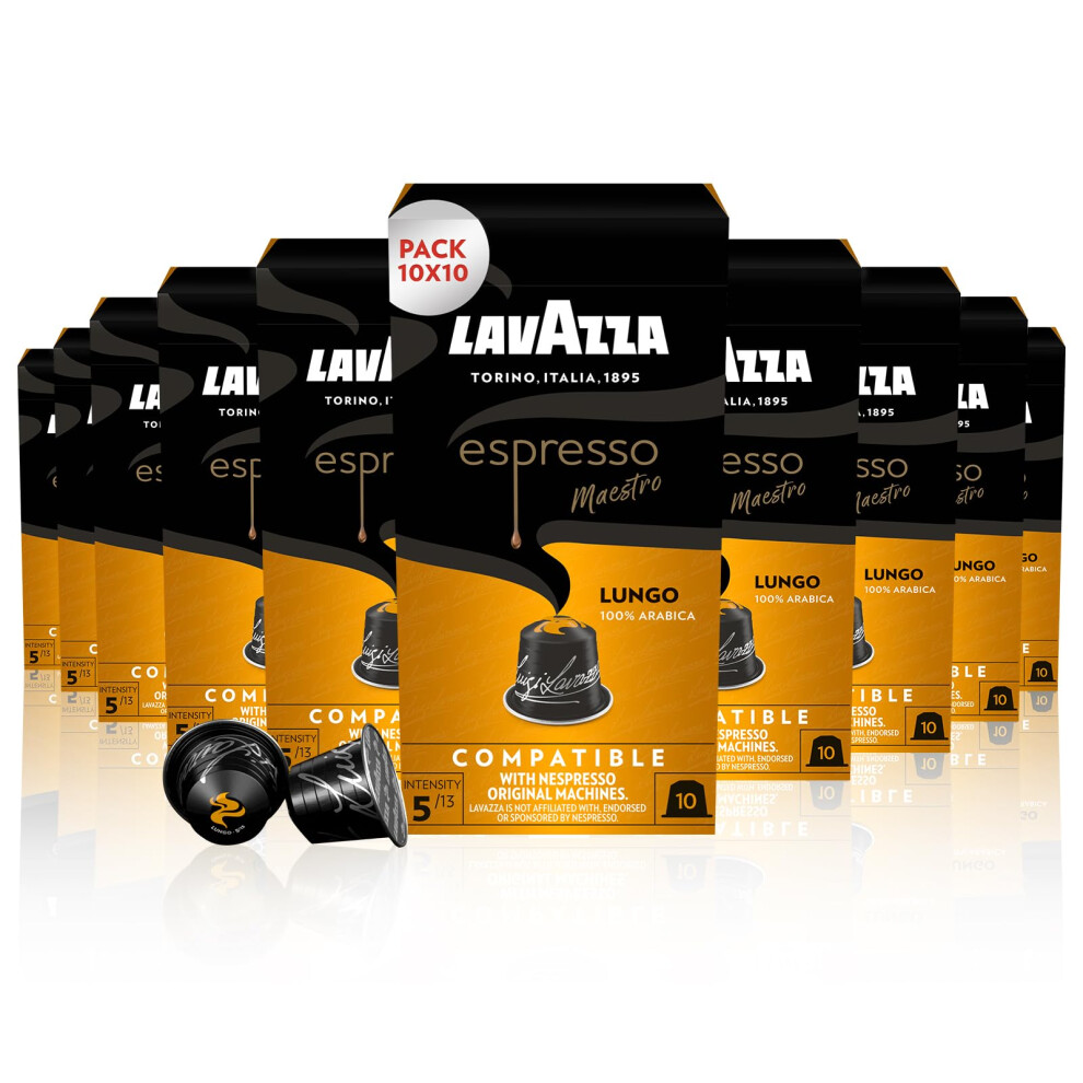 Lavazza , Espresso Maestro Lungo, 100 Aluminium Capsules Compatible