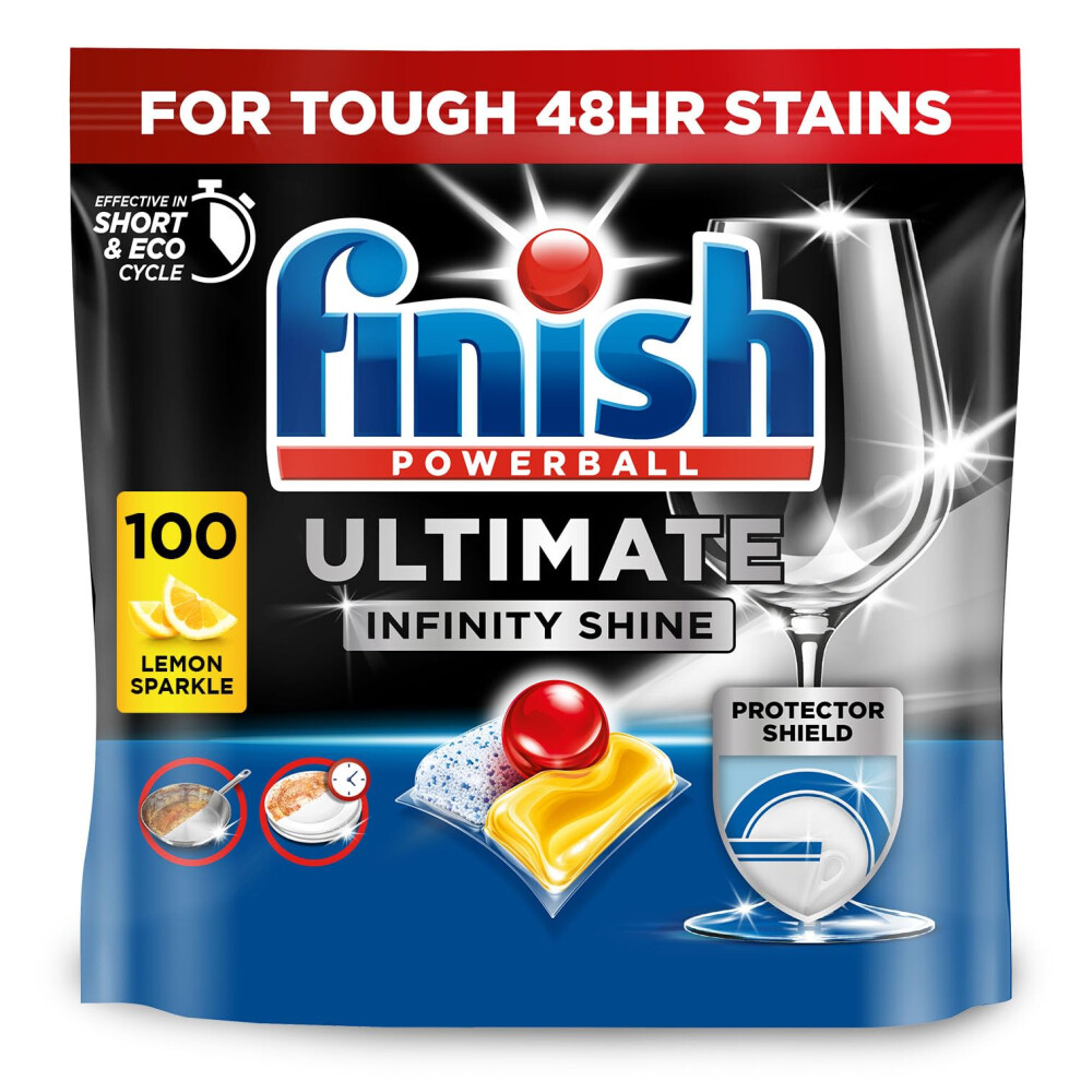 Finish Dishwasher Tablet, Ultimate Infinity Shine, 100 Tablets, Lemon