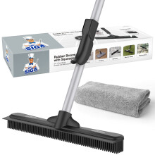MR.SIGA Rubber Broom, Carpet Brush, Pet Hair Removal with Built in
