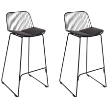 Set of 2 Bar Chairs PENSACOLA Metal Black