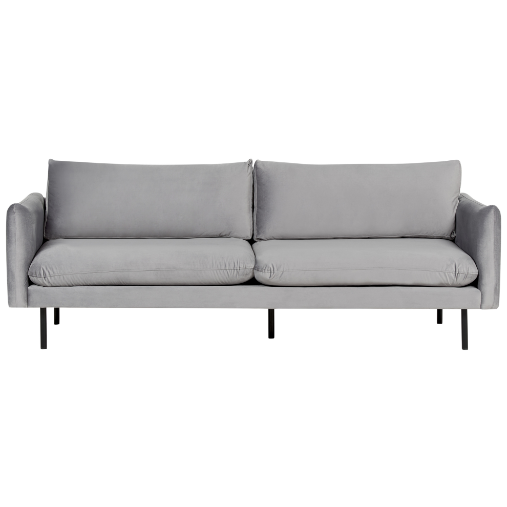 Beliani Sofa 3 Seater Vinterbro Velvet Grey