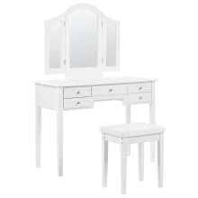 Dressing Table with Mirror and Stool LUMIERE White