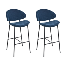 Set of 2 Bar Chairs KIANA Navy Blue