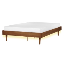 Bed with LED TOUCY 140 x 200 cm (EU Double) Brown Ash Wood