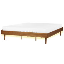 Bed with LED TOUCY 180 x 200 cm (EU Super King) Brown Ash Wood