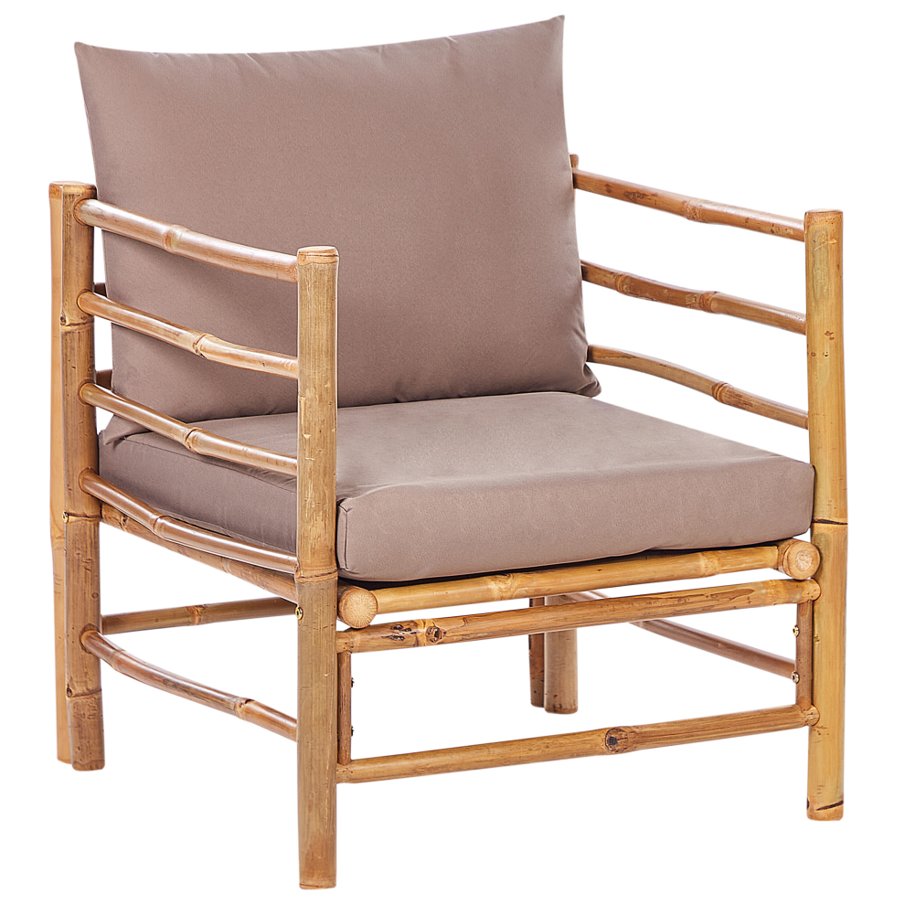 Beliani Garden Armchair Cerreto Bamboo Taupe