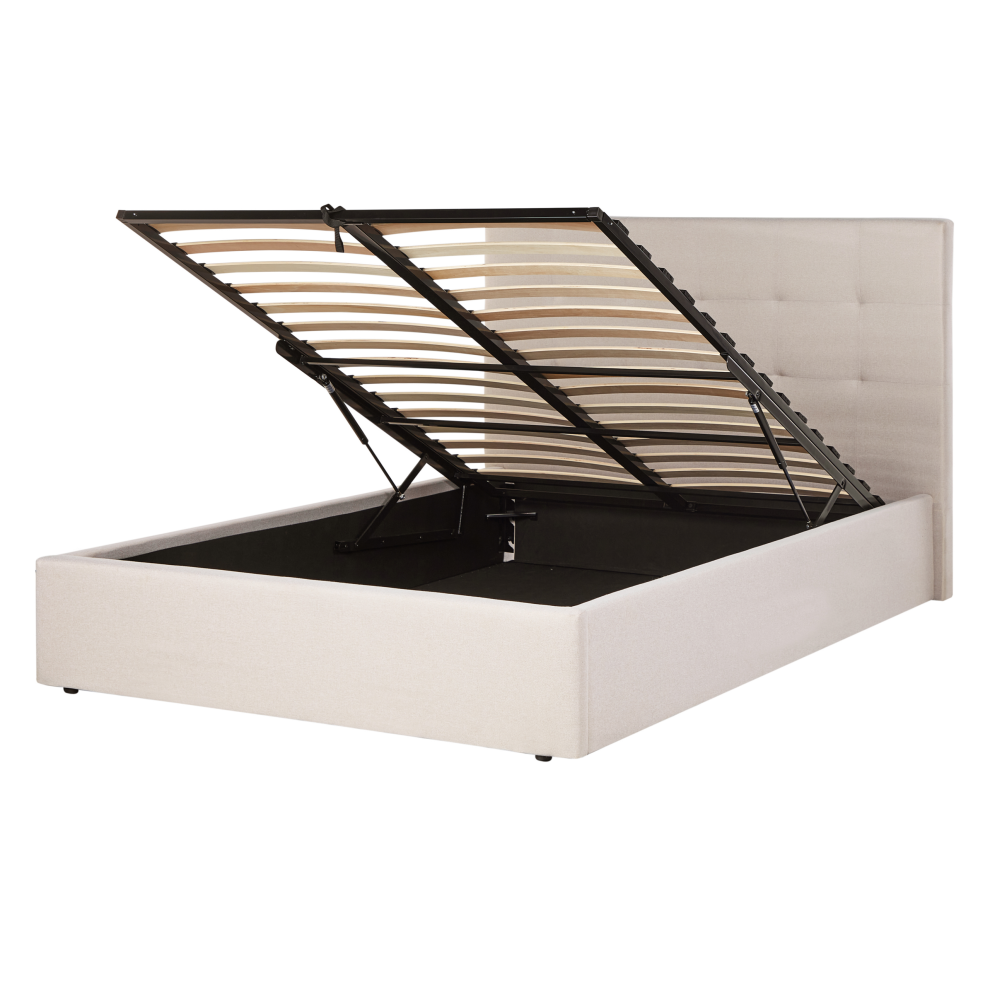 Beliani Ottoman Bed Lorient Fabric Beige 140 X 200 Cm (Eu Double)