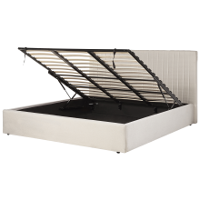 Ottoman Bed VION Fabric Light Beige 180 x 200 cm (EU Super King)