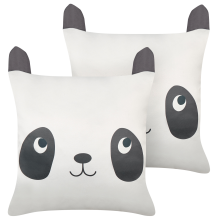 Set of 2 Decorative Cushions PANDAPAW Cotton 45 x 45 cm White