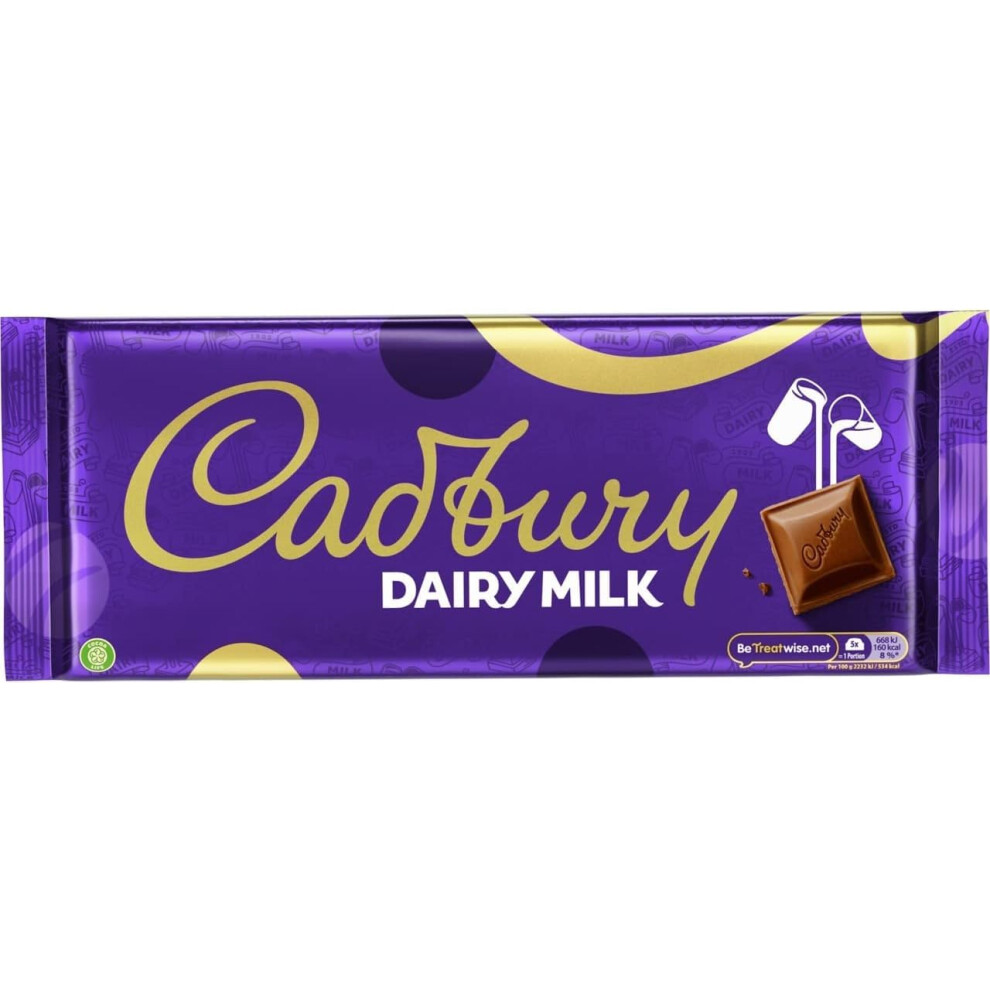 Cadbury Dairy Milk Chocolate Bar, Smooth & Creamy Milk Chocolate,