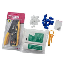 Rj45 RJ12 RJ11 Doorvoerkrimptang voor Cat7, Cat6, Cat6A, Cat5 en Cat5e Connectoren met Striptang en Krimptang, Inclusief Ethernet-Connectoren
