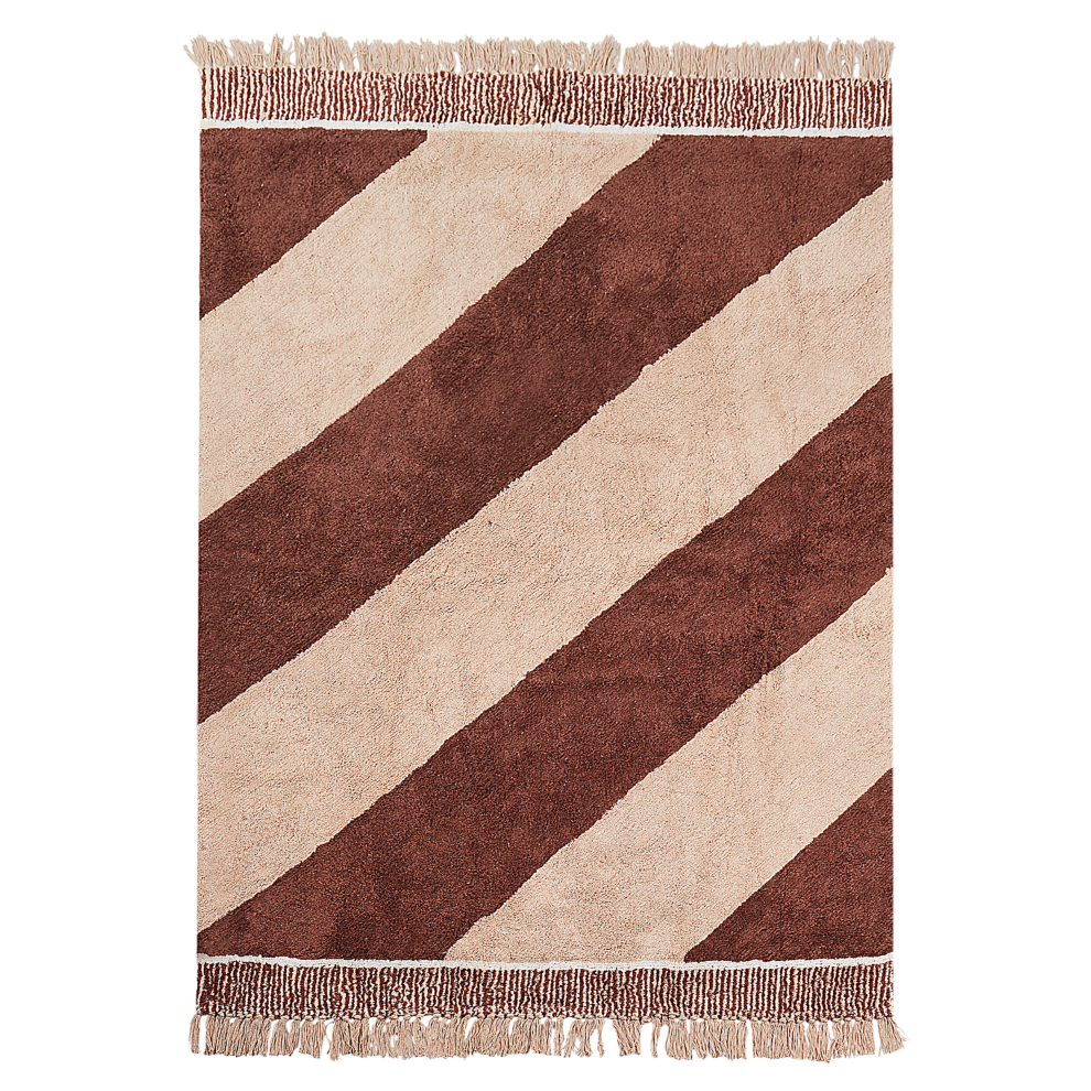 Beliani Rug Xuluf Brown 140 X 200 Cm Cotton