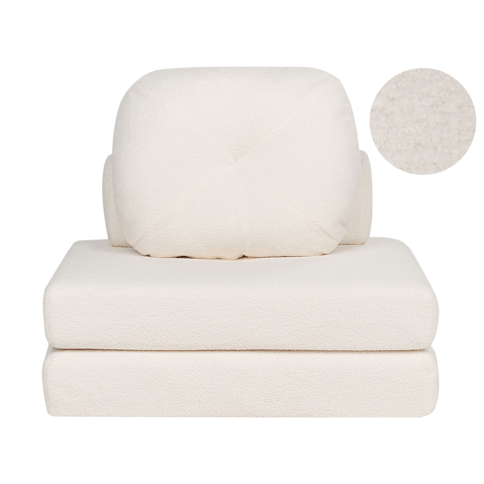 Beliani Single Sofa Bed Olden Boucle White