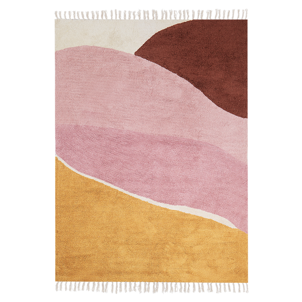 Beliani Rug Xinali Pink 140 X 200 Cm Cotton