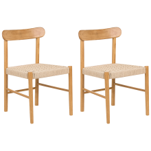 Set of 2 Dining Chairs EAGAN Wood Light Brown/ Beige