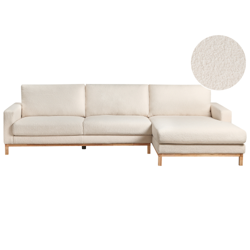 Beliani Corner Sofa 4 Seater SIGGARD Boucle White Left Hand