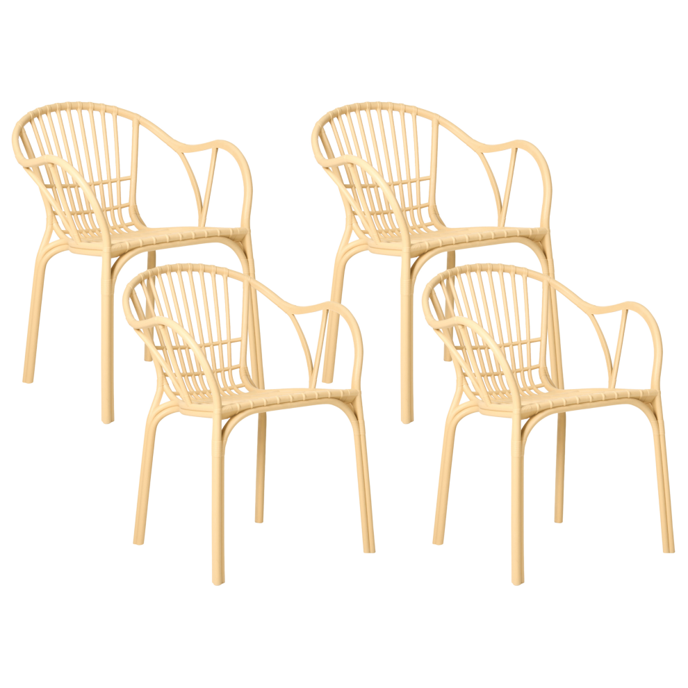Beliani Set Of 4 Garden Chairs Andora Beige