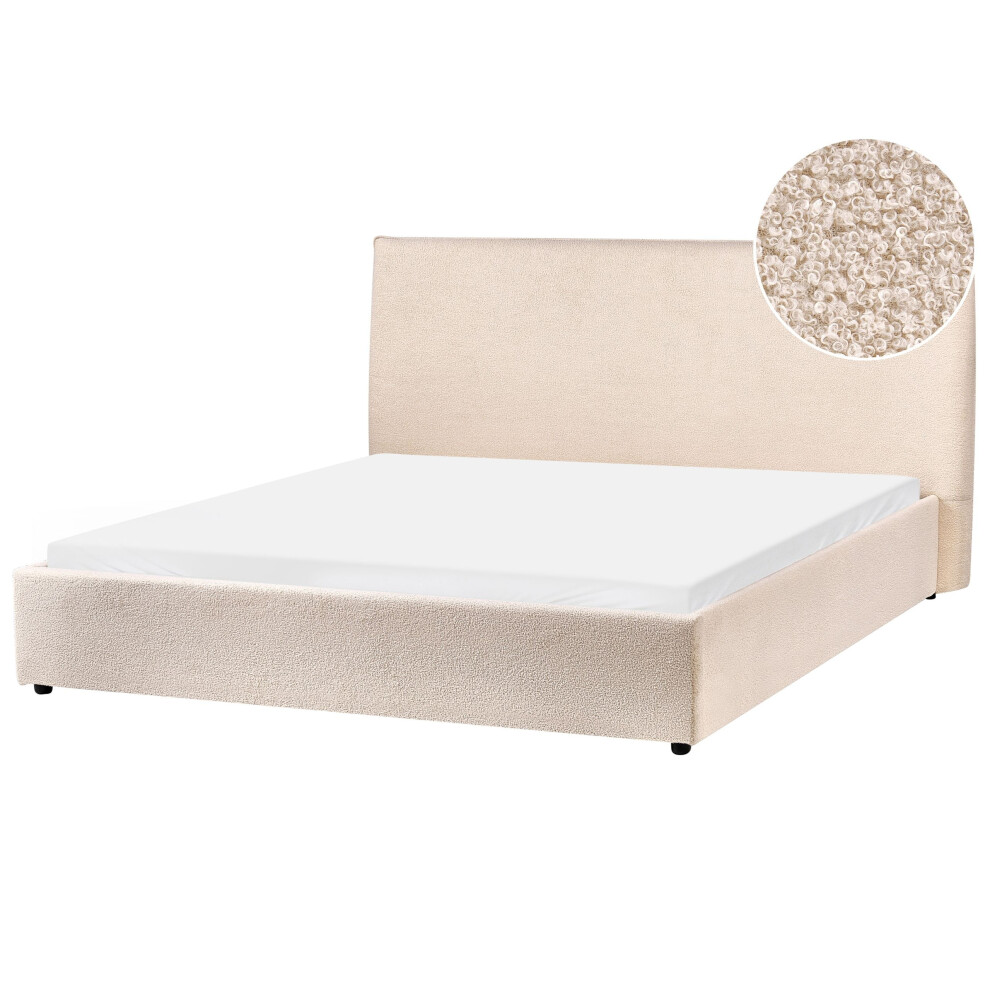 Beliani Waterbed Boucle Lavaur 160 X 200 Cm (Eu King Size) Beige Cream