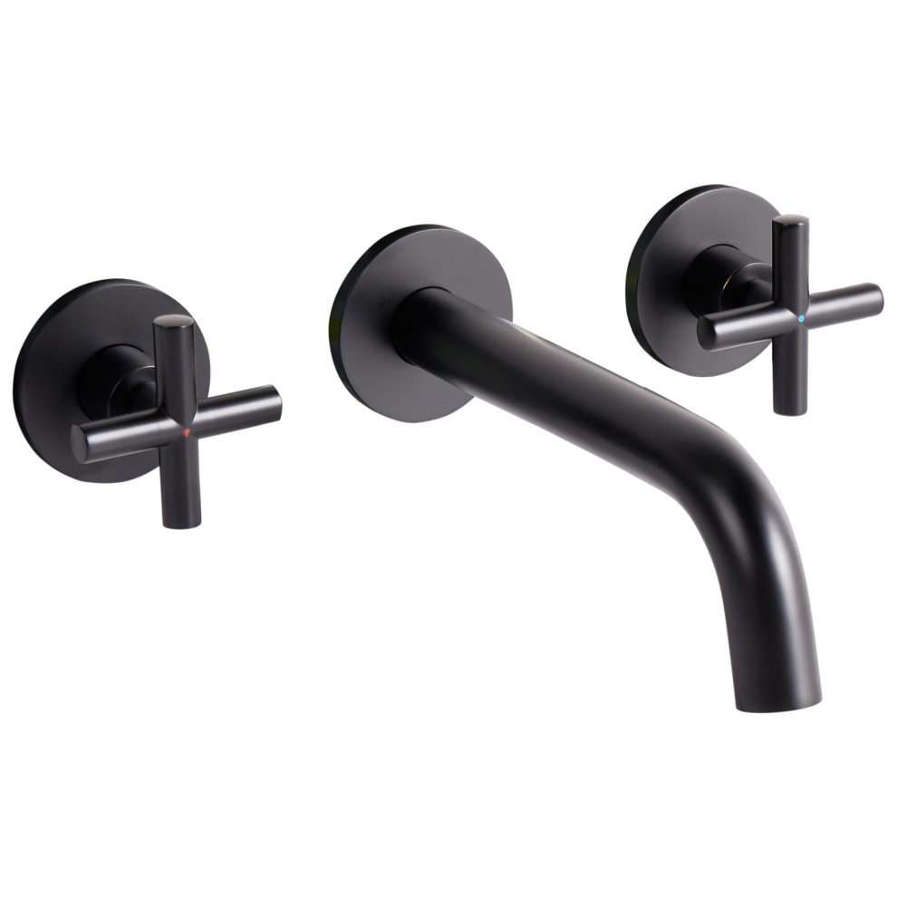Beliani Wall Mounted Basin Mixer Tap Kaieteur Brass Black
