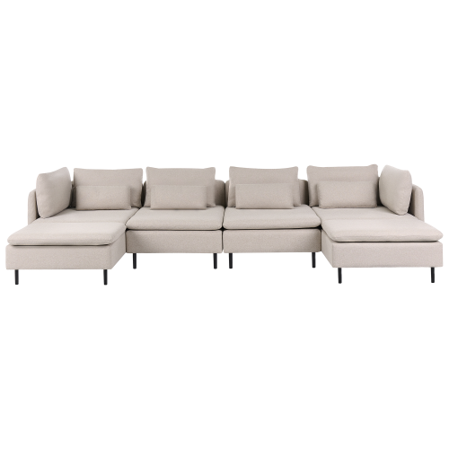 Beliani EGERIS 4 Seater Modular U-Shape Sofa Beige Fabric