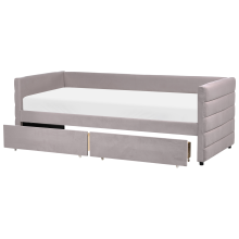 Daybed with Storage MARRAY Velvet Light Grey 90 x 200 cm (EU Single)