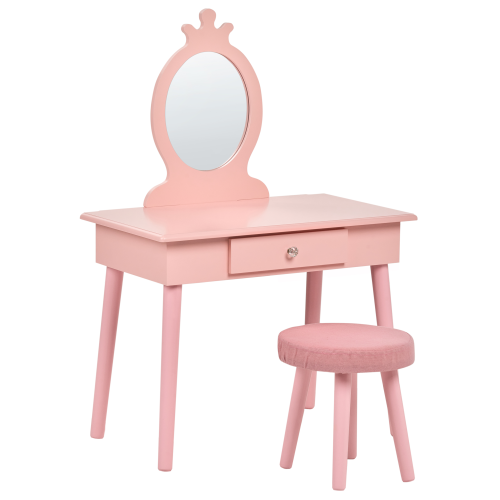 Beliani Kids Vanity Table with Stool MARGIE Pink
