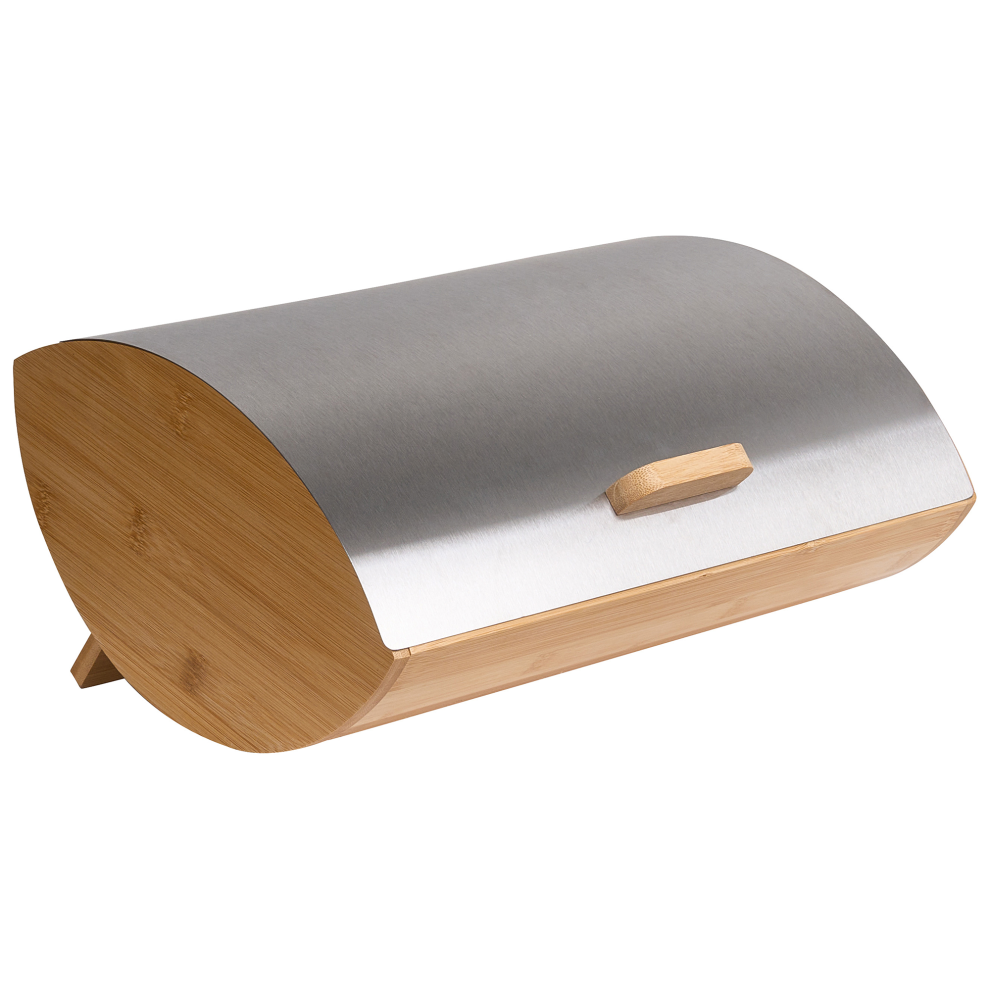 Beliani Bread Bin Epicurien Bamboo Silver