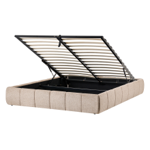 Ottoman Bed without Headboard GENAS Fabric Beige 140 x 200 cm (EU Double)