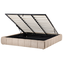 Ottoman Bed without Headboard GENAS Fabric Beige 180 x 200 cm (EU Super King)