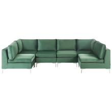 Modular U-Shape Sofa 6 Seater EVJA Green Velvet