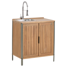 Outdoor Kitchen Cabinet with Sink IVREA Brown/ Silver Certified Acacia Wood