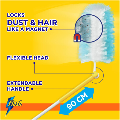 Flash Flash Dust Magnet Duster Starter Kit (1 Handle & 2 Refills), Traps & 2