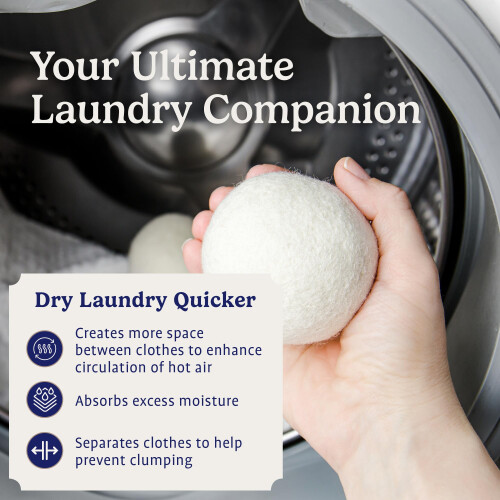 Handy Laundry Wool Dryer Balls - Natural Fabric Softener, Reusable, 1