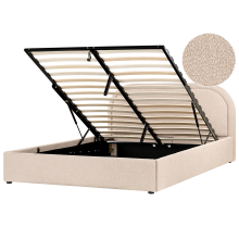 Ottoman Bed QUILLIEN Boucle Beige 160 x 200 cm (EU King Size)