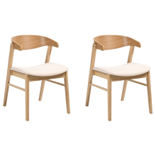 Set of 2 Dining Chairs LILLY Fabric Light Brown/ Off-White