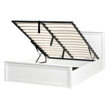 Ottoman Bed LAMBRES Pine Wood White 140 x 200 cm (EU Double)
