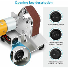 Electric Belt Sander Grinder with 10 Sanding Belts and 7-Speed Adjustment for DIY Projects EU Plug